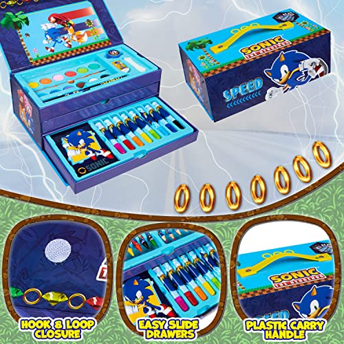 Sonic The Hedgehog Maletín Pinturas para niños Estuche Completo con Pinturas Rotuladores Ceras y Lápices de Colores 40+ Pzs Material Escolar Regalos para Niños