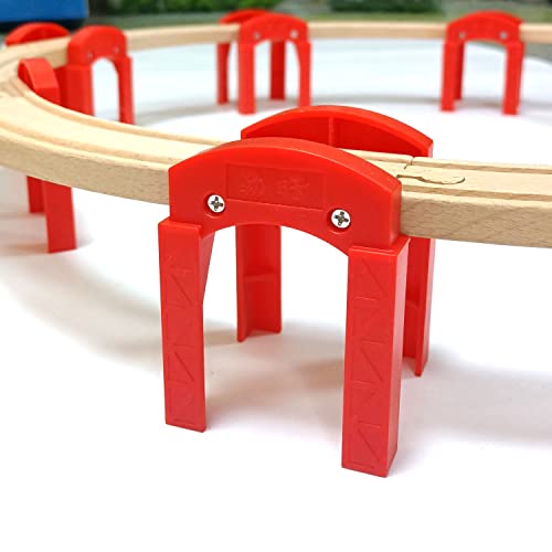 Soporte de puente, OrgMemory, 11 piezas de puente de tren de madera, compatible con todas las principales marcas para pistas de ferrocarril, juguetes de madera para niñas y niños