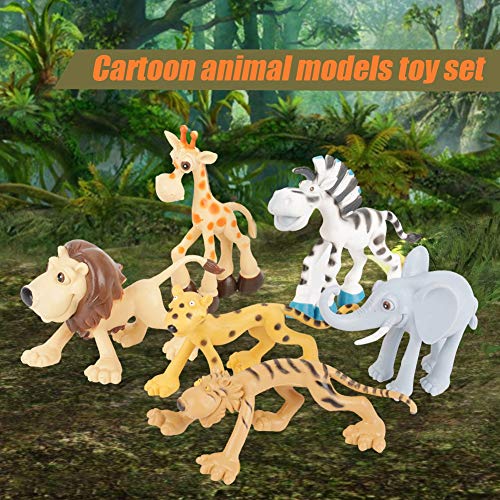 Sora Juego de Juguetes de Animales para niños, Mano de Obra Fina, 6 Piezas/Juego de Modelos de Animales adorables, Pintura ecológica para niños(6 Cartoon Animals)