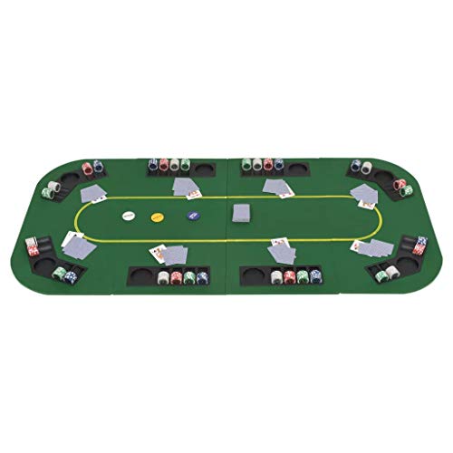 SOULONG Mesa de póquer plegable, tablero de póquer para 8 jugadores, alfombra de póquer, profesional, mesa de póquer, rectangular, verde, 160 x 80 cm