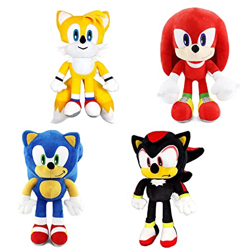 SpassHaus Sonic Shadow Knuckles Tails Peluche XXL, 30 cm Sonic The Hedgehog juguete Sonic 2 peluche, adecuado como regalo y decoración para niños (sombra)