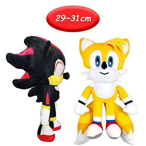 SpassHaus Sonic Shadow Knuckles Tails Peluche XXL, 30 cm Sonic The Hedgehog juguete Sonic 2 peluche, adecuado como regalo y decoración para niños (sombra)