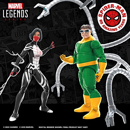 Spider-Man Hasbro Marvel Legends Series 60 Aniversario - Marvel’s Silk y Doctor Octopus - Pack Doble de Figuras de 15 cm - 9 Accesorios, Exclusivo en Amazon