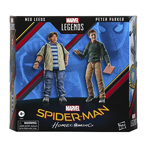 SPIDER-MAN Marvel Legends Series 60th Anniversary - Peter Parker y Ned Leeds - Pack Doble de Figuras del Universo Cinematográfico de Marvel - 15 cm - 7 Accesorios (F3457)