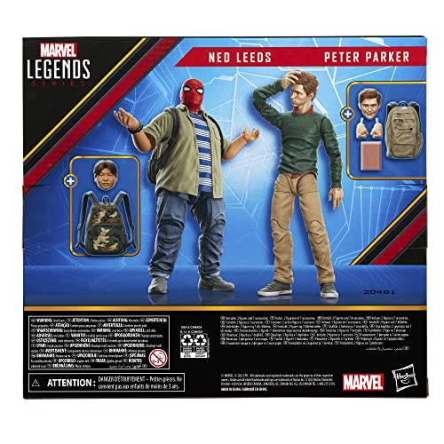 SPIDER-MAN Marvel Legends Series 60th Anniversary - Peter Parker y Ned Leeds - Pack Doble de Figuras del Universo Cinematográfico de Marvel - 15 cm - 7 Accesorios (F3457)