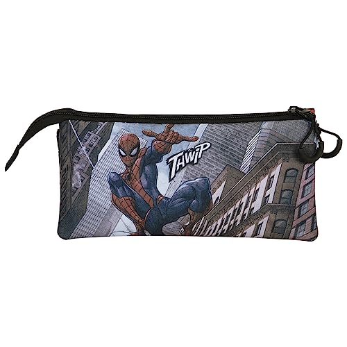 Spiderman Arachnid-Portatodo Triple FAN 2.0, Rojo, 23 x 11 cm