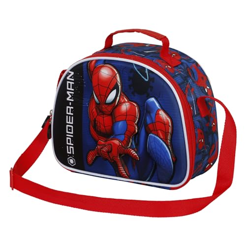 Spiderman Speed-Bolsa Portamerienda 3D, Rojo, 25.5 x 20 cm