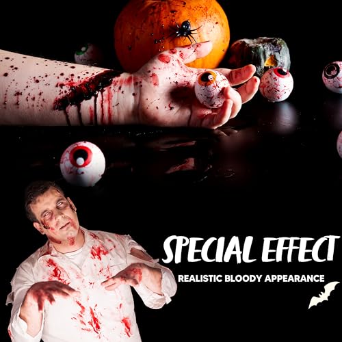Spooktacular Creations 6 mini botellas de sangre falsa para disfraces de Halloween, zombie, vampiro y monstruo