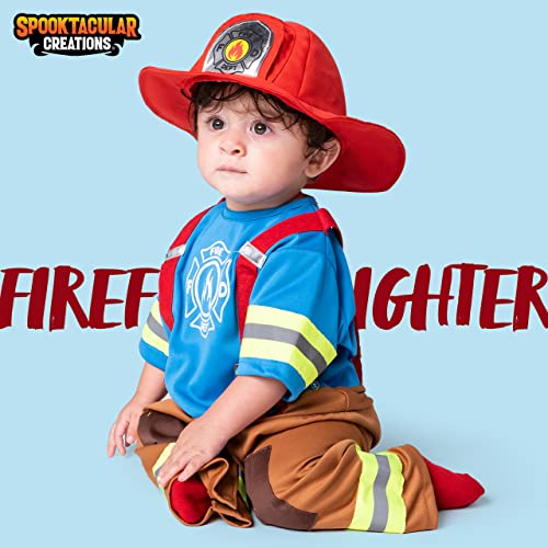 Spooktacular Creations Baby Unisex Mini Firefighter Disfraz Fireman Fireman Halloween para niños pequeños para niños para niñas, escuela, fiesta de eventos VEST UP-1824