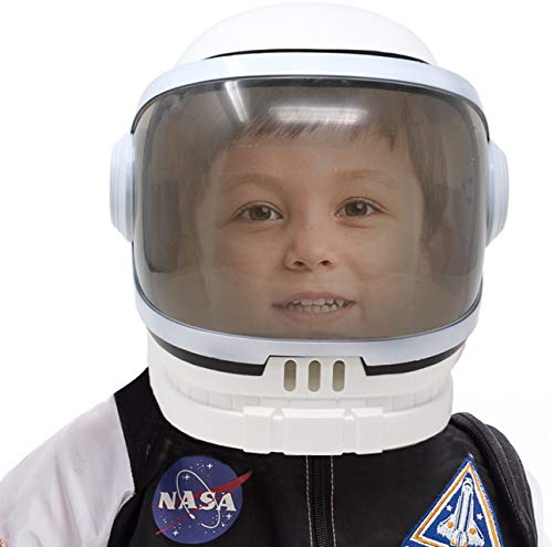 Spooktacular Creations Casco Astronauta Blanco con Visera Móvil para Juego de Rol, Disfraz de Astronauta, Regalo de Fiesta de Cumpleaños para Niños