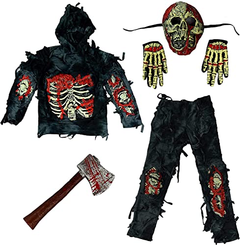 Spooktacular Creations - Disfraz de zombi para niño con hacha sangrienta (Small, Black)