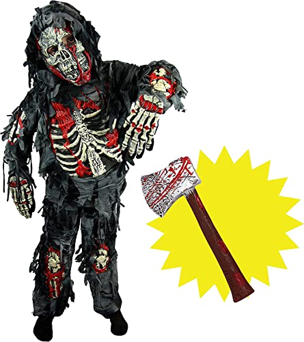 Spooktacular Creations - Disfraz de zombi para niño con hacha sangrienta (Small, Black)