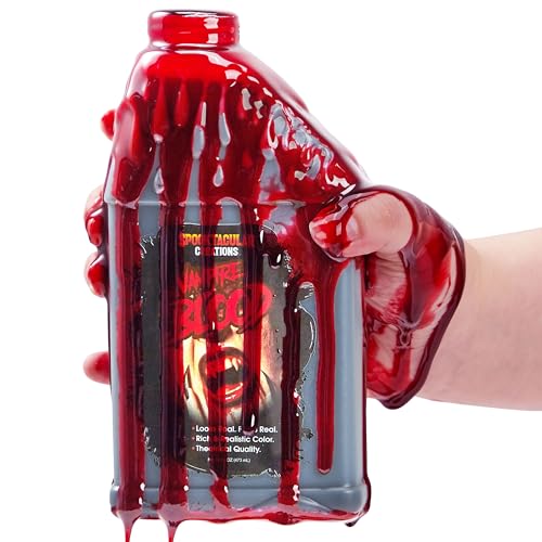 Spooktacular Creations Halloween 473ml Sangre líquida falsa, Botella de sangre de vampiro para decoración de efectos especiales de disfraces de maquillaje de Halloween