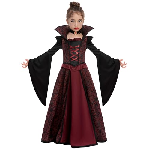 Spooktacular Creations Juego de disfraz de vampiro real para fiesta de disfraces de Halloween para niñas, juegos de rol, cosplay de carnaval, fiesta temática de vampiros.