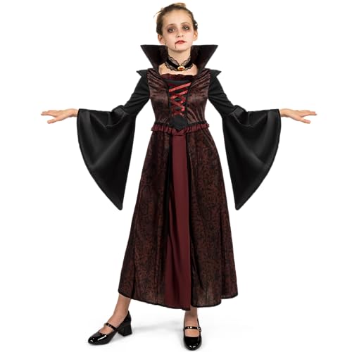 Spooktacular Creations Juego de disfraz de vampiro real para fiesta de disfraces de Halloween para niñas, juegos de rol, cosplay de carnaval, fiesta temática de vampiros.