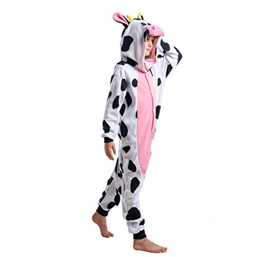 Spooktacular Creations Pijama de Felpa Infantil Unisex para Niños Disfraz de Vaca Animal Cosplay