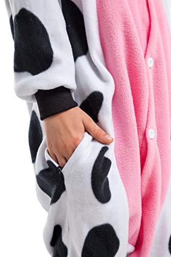 Spooktacular Creations Pijama de Felpa Infantil Unisex para Niños Disfraz de Vaca Animal Cosplay