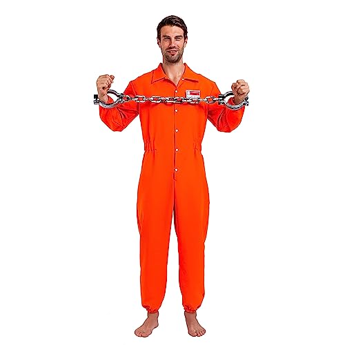 Spooktacular Creations Prisoner Jumpsuit Disfraz de Carcelero con Etiqueta de Nombre de la Prisión Naranja Escapada