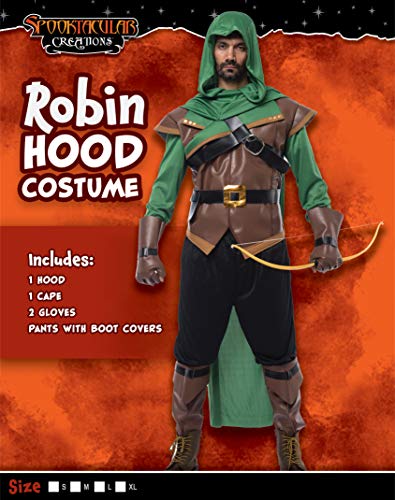 Spooktacular Creations Renaissance Robin Hood Deluxe Men Juego de disfraces Hecho de cuero para la fiesta de vestir de Halloween (grande)