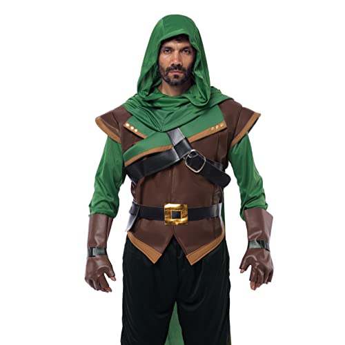 Spooktacular Creations Renaissance Robin Hood Deluxe Men Juego de disfraces Hecho de cuero para la fiesta de vestir de Halloween (mediano)