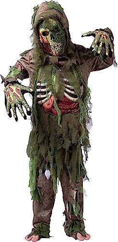 Spooktacular Creations Swamp Disfraz de Zombi Esqueleto Muerte en Vida Disfraz de Lujo de Halloween para Niños Juego de Rol Cosplay (X-Large(12-14 yrs))