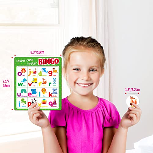 SpriteGru Juego de Bingo Alfabético, Juego de Bingo con Mayúsculas, Minúsculas y Números Juego de Tablero de Bingo ABC y 123 para Niños de Jardín de Preescolar de 4 a 8 años, Aula y el Hogar