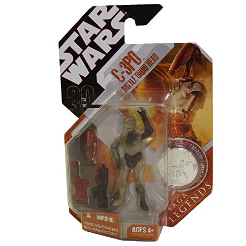 Star Wars Saga Legends – C-3PO avec Droïde de combat figurine Tête de 9,5 cm avec argent pièce de monnaie