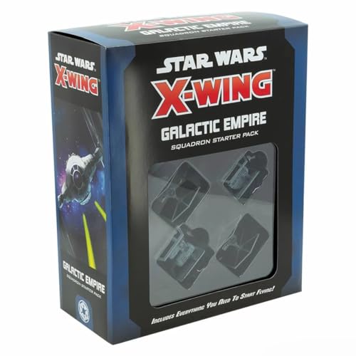 Star Wars X-Wing 2ª edición Juego de miniaturas Galactic Empire Squadron Starter Pack,Juego de estrategia para adultos y adolescentes,Tiempo promedio de juego 45 minutos,Hecho por Atomic Mass Games