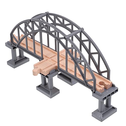 STOBOK Modelo de pista de tren de madera puente de tren de madera accesorio puente de expansión del ferrocarril vía tren de madera