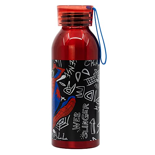 Stor8412497513246Aluminio Botella con Silicona Colgador, 510 ml Capacidad, Spiderman Urbano