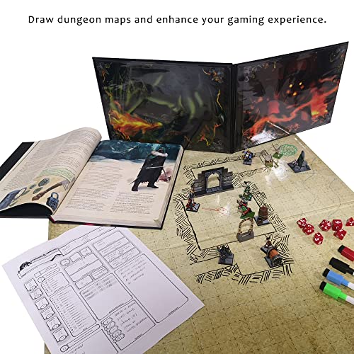 Summoning Dungeon Grid Board | IMPRESCINDIBLE accesorio para Juegos de Rol - Batallas – Juegos de Mesa como D&D, Pathfinder y Warhammer | DOBLE CARA, REUTILIZABLE, DURABLE Y PLEGABLE