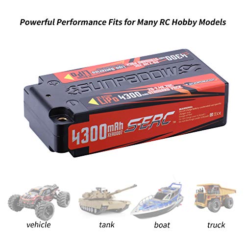 SUNPADOW 2S 7.4V batería Lipo corta 4300mAh 70C funda rígida para vehículo RC coche camión truggy barco tanque Buggy Racing Hobby