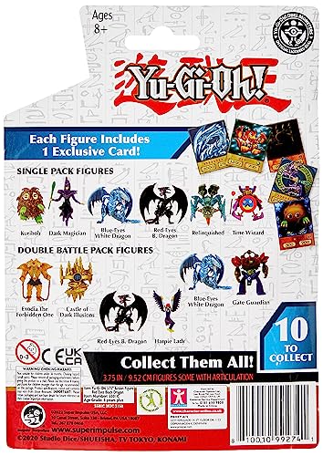 Super Impulse Yu-Gi-Oh Figuras articuladas Altamente detalladas de 3.75 Pulgadas. con Exclusiva Tarjeta Adhesiva de Micro Anime. Micro Figura de dragón Negro de Ojos Rojos.