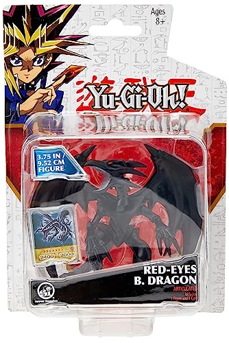 Super Impulse Yu-Gi-Oh Figuras articuladas Altamente detalladas de 3.75 Pulgadas. con Exclusiva Tarjeta Adhesiva de Micro Anime. Micro Figura de dragón Negro de Ojos Rojos.