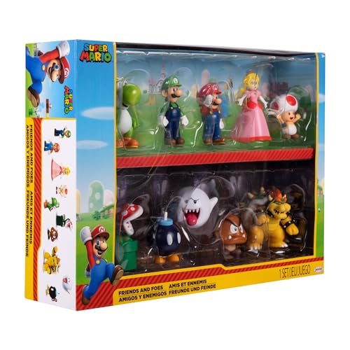 SUPER MARIO Juego de 10 Figuras de Amigos y Enemigos de Nintendo (6,5 cm)