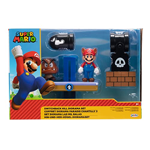 Super Mario Nintendo Switchback Hill - Juego de Diorama (2,5"), Color Negro