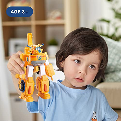 SUPER WINGS Vehículo robot transformable Donnie's Dozer 18 cm + 1 figura 5 cm - Vagón Transform-a-Bots y avión de juguete de la película de animación - Juguetes para niños a partir de 3 años
