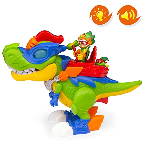SUPERTHINGS RIVALS OF KABOOM Superdino H-Rex, Dinosaurio articulado héroe Luces y Sonidos, Incluye 1 Kazoom Kid y 1 SuperThing