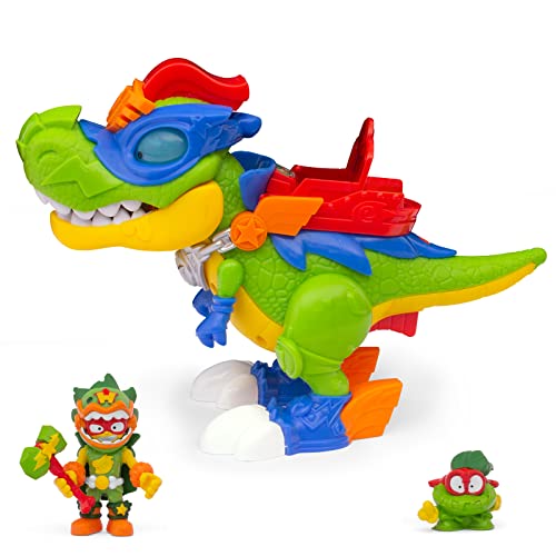 SUPERTHINGS RIVALS OF KABOOM Superdino H-Rex, Dinosaurio articulado héroe Luces y Sonidos, Incluye 1 Kazoom Kid y 1 SuperThing