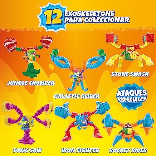 SUPERTHINGS Serie Mutant Battle – Colección Completa de 12 Exoskeletons. Cada Caja Contiene 1 Exoskeleton + 1 SuperThing + 1 Checklist. Compatibles con Kids