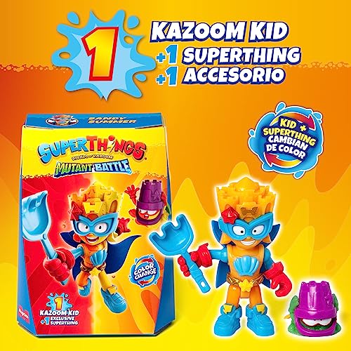 SUPERTHINGS Serie Mutant Battle – Colección completa de los 6 Kazoom Kids de la nueva serie Mutant Battle. Cada Kazoom Kid cambia de color y viene con 1 SuperThing y 1 accesorio de combate