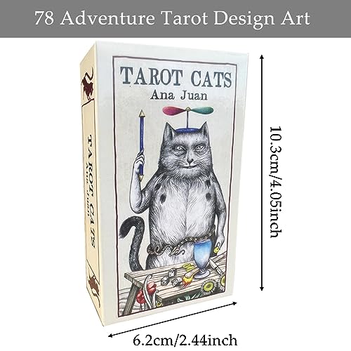 SWZY Cats Ana Juan Tarot Oracle,Baraja Vintage Tarot Deck,Tarot para Principiantes, Baraja de 78 Cartas de Tarot Cats de Patrones Coloridos Juego de Cartas Adulto Juego de Mesa Interactivo en Inglés