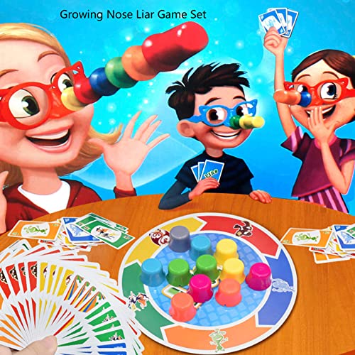 Syrisora Juego de mentiroso, cubierta de nariz, gafas, cartas, juego interactivo de mesa para 2-4 jugadores