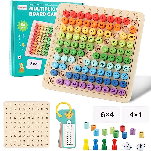 Tabla de Multiplicación, Tablero de Multiplicación Montessori, Tabla de Multiplicar Madera, Juego Tablas de Multiplicar para Niños, Aprendizaje de Multiplicación Montessori para Más de 3 Años Niños