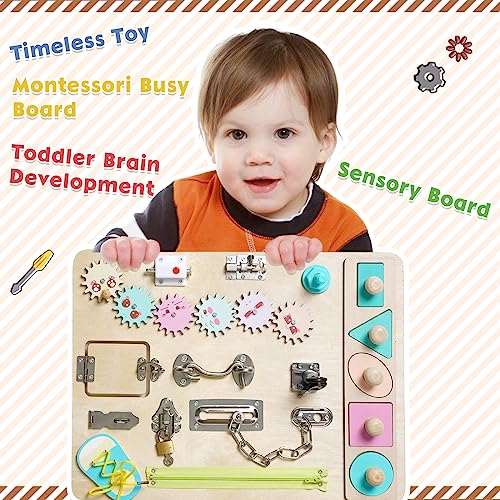 Tablero Montessori para Niños,Busy Board Toddler,Juguetes de Madera Montessori,Tablero Sensorial Montessori Activity Board,Juguete Montessori 2 años,Educativos para Niños 1 2 3 4 Año