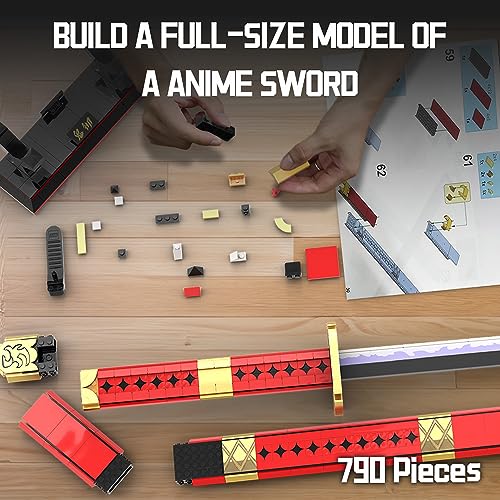 Tarcury Kit de construcción de Espada Anime Sandai Kitetsu, Katana de 99cm con Vaina y Soporte, Ideal para Cosplay, 790 Piezas - Fácil de Montar y Mostrar, Adecuado para niños y Adultos