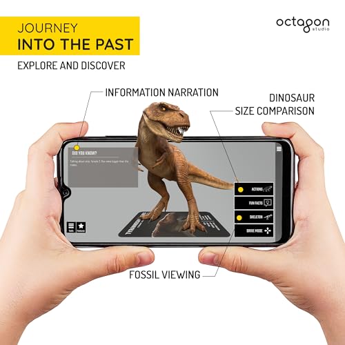 Tarjetas Dinosaurio 4D+ con Realidad Aumentada de Octagon Studio: ¡Descubre 20 Dinosaurios en 3D! App Complementaria para iOS y Android – Modos Drive y VR – En 15 Idiomas