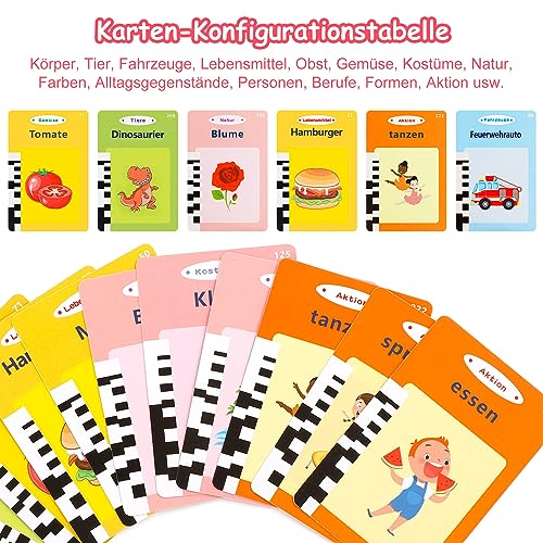 Tarjetas flash parlantes juguetes educativos Milduall Standard Deutsch Lernen Preescolar Máquina de aprendizaje con 224 palabras Juguete educativo temprano para niños 1 2 3 4 5 6 años regalo para