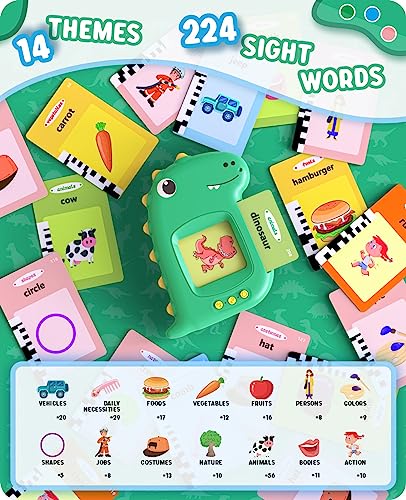 Tarjetas flash parlantes, juguetes educativos para niños de 2, 3, 4, 5, 6 años, 112 tarjetas flash de doble cara, 224 palabras, juguetes educativos de aprendizaje preescolar para niños de 2 a 6 años