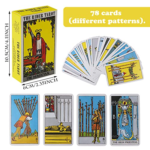 Tarot rider waite cartas tarot, baraja vintage, tarot deck con Caja cartas de patrones coloridos juego de cartas adulto Juego de Mesa Interactivo en Inglés-regalos para hombres y mujeres